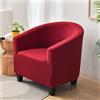 FANSU Copripoltrona Chesterfield Elasticizzato 1 Posto, Elegante Moda Tinta Unita Copridivano Club, Fodere Coprisedia da Cocktail Tub Chair per Bar Camera da Letto Reception (Rosso)