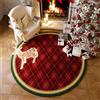 Chickwin Tappeto Natalizio Salotto Rotondo, Tappeto Rotondo Natale Tappeto Antiscivolo Rotondo Tappeti Soggiorno Rotondo Tappeto Camera da Letto Morbido (Diametro 80cm,Plaid Rosso D)