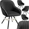 tectake® Set di 4 Poltrone Girevoli con Braccioli, Poltrone Velluto, Sedie Imbottite Design Moderno, Ideali per Sala da Pranzo, Cucina, Soggiorno, Arredamento Casa - Nero