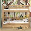 N-wood N01 Letto a castello con Casetto 80x190, 100% Legno massello, Letto per bambini e adulti, Funzione di 2 letti singoli, Per i soggetti allergici, 2 Strutture inclusa, Quercia naturale