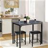 RELAX4LIFE Tavolo Cucina con 2 Sgabelli, 90x60x82cm, Tavolo Bar Alto Cucina Moderno e Compatto in Finitura Finto Marmo, Set di 3 Pezzi da Sala da Pranzo per Bistrò, Soggiorno (Nero)