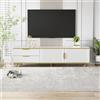 Witimisy Mobile TV, basso, maniglie e piedi dorati, per soggiorno, struttura intagliata, 175 x 40 x 45 cm (bianco + oro)