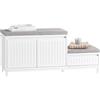 SoBuy Scarpiera Panca Contenitore con Seduta Imbottita, Cassapanca Ingresso Salvaspazio, Panca Scarpiera da Interno per Bambini e Famiglia, Bianca 100x35x42cm, Portata 181kg - FSR172-W