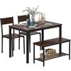 SDHYL Set Tavolo da Pranzo Set Tavolo da Pranzo 2 Sedie e 1 Panca con Ripiano Set Tavolo da cucina con Struttura in Acciaio per 4 Persone