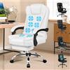ALFORDSON Sedia Ufficio con Massaggio, Sedia Scrivania Ergonomica con Sedile riscaldato, Supporto Lombare e Poggiapiedi, Poltrona Girevole per Ufficio e Studio Sala Riunioni, Similpelle(Bianca)