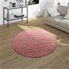 Paco Home Tappeto Salotto Moderno Soggiorno Pelo Lungo Peloso Monocolore Moderno Tappeto Morbido, Colore:Rosa, Dimensione:Ø 120 cm tondo