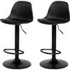 buybyroom Sgabelli Cucina, Set di 2 Sedia da Bar Sgabello Alto Regolabile in Altezza con Schienale e Poggiapiedi, Girevoli a 360°, per Isola Cucina, Home bar e Sala da Pranzo, PP+PVC, Nero