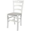 t m c s Tommychairs - Sedia modello Cuore per cucina bar e sala da pranzo, robusta struttura in Legno di faggio laccato bianco e seduta rivestita in tessuto colore grigio perla