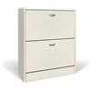 eacommerce Scarpiera in Legno Mobiletto Scaffale Organizer Scarpe Doppio Scomparto Slim (2 Ante - 63x24x80H cm, Bianco Nordico)