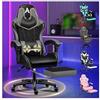ALFORDSON Sedia Gaming Ergonomica Reclinabile,Con Massaggio e Cuscino Lombare,Sedia Gamer con Cervicale e Poggiapiedi Retrattile,Altezza Regolabile,Poltrona Ufficio Reclinabile 150°,Similpelle(Grigia)