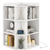 HOMASIS Libreria ad Angolo a 3 Livelli in Legno, Scaffale Angolare con Stazione di Ricarica e Porte USB e Type-C e 2 Prese, Armadio Angolare per Soggiorno, Ufficio, 51 x 51 x 86 cm (Bianco)