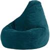 icon Dalton Pouf Bambini, Verde Acqua, Velluto a Coste, Poltrona Sacco con Riempimento Incluso, Sedia Bambini, Mobili Camera da Letto