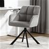 Ya-Home Poltrona Salotto Girevole in Velluto Poltroncina Imbottita Sedia da Scrivania Moderna Sedia da Ufficio Girevole con Braccioli per Camera da Letto/Ufficio, Grigio