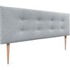 DHOME Testiera in Similpelle o Tessuto AQUALINE Pro con 2 file di bottoni e gambe Testiera imbottita Letto di Lusso (Tessuto Grigio Perla, 160x105cm (Letti 150/160))