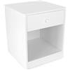 Leomark comodino moderno in legno 40cm x 38cm x 42cm (A), con cassetto e scompartimento apertoin, comodino per bambini, mobili per la cameretta dei bambini colore Bianco