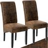 tectake® Set 2 Sedie Sala da Pranzo Ergonomiche, Sedie Moderne Sala da Pranzo con Gambe in Legno Massiccio, Sedie Comode per Ideali per Soggiorno e Cucina, Design Elegante - Marrone Anticato
