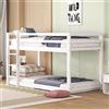 Rtopsu Letto per bambini letto a castello 90x200 cm, letto a soppalco con scaletta e protezione anticaduta per 1-2 bambini, struttura del letti con Telaio a doghe in legno, bianco, senza materasso