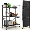 GIANTEX Carrello Portaoggetti Pieghevole a 3 Ripiani con Ruote Bloccabili | Scaffale Mobile con Maniglie, Carrello Portatutto per Cucina Soggiorno Corridoio