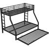KecDuey Letto a castello, letto in metallo con letto estraibile, con scala su entrambi i lati per bambini, adolescenti, adulti, facile da montare (nero), WX000124