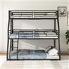 Trdlpyn Letto a Castello a 3 Posti 90(120)(140) x 200 cm, Letto Triplo Struttura in Metallo, letto in ferro per Bambini, Adolescenti e Adulti, letti a Tre Piani, Nero