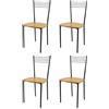 t m c s Tommychairs - Set 4 sedie Elena, struttura in acciaio nero opaco e seduta in legno massello rovere