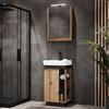 Planetmöbel Nyx Set mobili da bagno 2 pezzi Lavabo con mobile sottolavabo 50 x 85,9 x 42 cm Rovere Wotan/Antracite incl. armadio a specchio 50 x 65 x 11,4 cm con lampada a LED da incasso