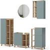Vicco Set di mobili da bagno Karen, Sonoma/blu, 60 cm, composto da mobile lavabo, specchiera, armadietto, colonna e pensile
