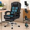 ALFORDSON Sedia Ufficio con Massaggio, Sedia Scrivania Ergonomica con Sedile riscaldato, Supporto Lombare e Poggiapiedi, Poltrona Girevole per Ufficio e Studio Sala Riunioni, Similpelle(Nera)