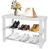 homewell Panca per scarpe in bambù con 2 ripiani, 70 x 27 x 42 cm, per corridoio, colore naturale (bianco)