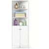 LIFEZEAL Mobile Bagno Angolare Salvaspazio, Armadio Bagno ad Angolo, 58x32x172,5 cm, Credenza Cucina, Dispensa, con Ripiani Regolabili, 5 Scomparti, 2 Ante, Moderno, in Legno, Portaoggetti (bianco)