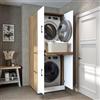 ROOMART Mobile per lavatrice Dora per asciugatrice e lavatrice, in 4 colori, con ante e ripiano estraibile (Rovere Bianco)