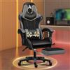 ALFORDSON Sedia Gaming Ergonomica Reclinabile con Cuscino Lombare e Cervicale,Sedia Gamer con Massaggio e Poggiapiedi Retrattile,Altezza Regolabile,Poltrona Ufficio Reclinabile 150°,Similpelle(Grigia)