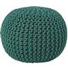 Homescapes, pouf poggiapiedi imbottito lavorato a maglia, 100% cotone, ideale in salotto, per bambini o anziani, Tessuto, Green, 40 x 35 cm