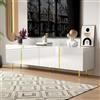 BNUZ Mobile TV bianco lucido 50 x 170 cm con 4 ante, moderno e semplice, in combinazione di colori bianco-oro