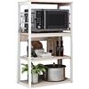 Meyvaser.com Ecommerce Company Meyvaser Scaffale da Cucina Unità da Cucina Alta con ripiani di stoccaggio, telaio in metallo bianco, scaffale industriale per microonde 50x30x100 cm, colore naturale e bianco