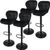 ML DESIGN modern living ML-Design Set di 4 Sgabelli da Bar Rivestimento in Velluto Nero Sedia da Bancone Regolabile in Altezza 59-79 cm Girevole a 360° Sgabello Alto da Cucina Sedie da Bistrot con Schienale e Poggiapiedi