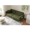 KecDuey Divano letto con funzione letto, divano a 2 posti, angolo regolabile, gambe dorate, con cuscino e tasche laterali (verde)