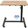 RELOVE Tavolino leggero, da letto medicalizzato, scrivania informatica, ufficio gaming, divano per computer portatile, altezza pieghevole con 4 ruote, (60 * 34.5 * 58-90 cm (colore del legno))