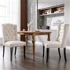 KAZZIO - Set di 4 sedie per sala da pranzo in velluto, con gambe in quercia, bottone, piedistallo cromato e rivestimento in testa di chiodo, sedia per camera da letto, cucina, soggiorno, sedia per