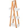kleankin Scaffale Salvaspazio da Bagno in MDF e Bambù, Forma a Piramide con 3 Mensole, Color Legno e Bianco, 30x18x81cm
