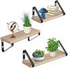 tectake® Mensole Sospese, 3 Pezzi, Mensole Industrial, Mensole Legno, Salvaspazio, Mensole da Parete, Consolle Sospesa, Arredo Casa, Mensole Moderne - Industriale Chiaro