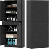 KOMFOTTEU Credenza Alta da Cucina in Legno, 2 Armadi con Ante e 1 Cassetto, Mobile Buffet con 3 Ripiani Regolabili, Mobiletto Multiuso per Soggiorno, Sala da Pranzo, 77x39x183cm(In 2 Pacchi) (Nero)