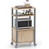 COSTWAY Scaffale da Cucina per Microonde Carrello da Cucina, con Ruote e 2 Ante, Multifunzionale e Movimento Flessibile, 60x40x98 cm (Naturale)