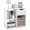 GIANTEX Scaffale portaoggetti con 3 cubi, 60 x 30 x 53 cm, libreria in legno indipendente, 2 livelli con 1 cassetto, mensola da esposizione per soggiorno, studio, ufficio (Bianco)
