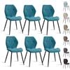 JZGORC Set di 6 Sedie da Sala da Pranzo, Sedia da Cucina in Tessuto a Quadri di Lino, Sedia Imbottita con Spugna ad Alta Densità, Adatta per Sala da Pranzo, Cucina, Soggiorno - Blu Pavone