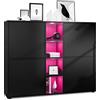 Vladon Credenza Cuba V3, nero opaco/nero opaco incl. LED - Credenza moderna con 12 scomparti (130,5 x 105,5 x 35,5 cm)