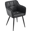 [en.casa] Poltrona Sedia per Sala Pranzo Studio Poltroncina con Braccioli e Schienale Poltrona in Stile Trapuntato Rivestimento in Similpelle - Nero
