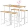 GOKHOMX Set tavolo da pranzo con 4 sedie, tavolo da bar alto con 4 sgabelli, per piccolo spazio cucina, sala da pranzo, salotto, bar o balcone (rovere e bianco)