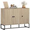 HOMCOM Mobile da soggiorno con armadio a 2 ante e ripiani regolabili, motivo Chevron, base in acciaio, buffet per sala da pranzo e soggiorno in stile moderno, 108 x 40 x 80 cm, rovere