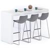 Mobili Fiver, Penisola Evolution 180x60, Bianco Frassino, Tavolo Penisola Cucina per 6 persone, Made in Italy